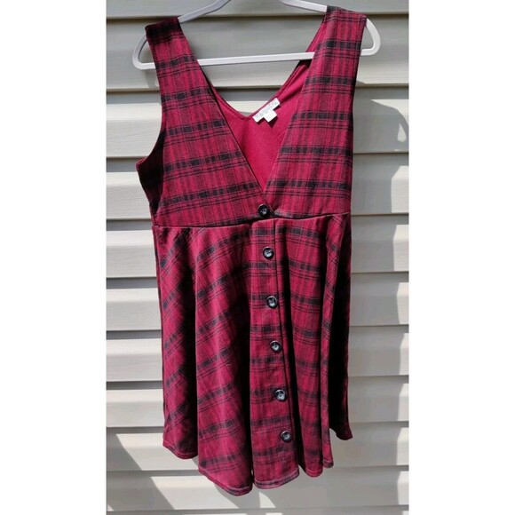 Girls XXL Plus Knit Works Kohls Button Front Jumper Dress Red Plaid Christmas π - Picture 3 of 13
